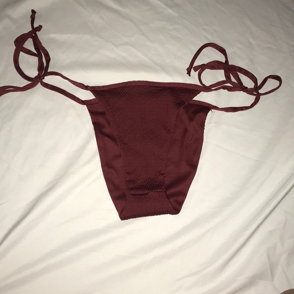 Maroon tie bikini bottoms